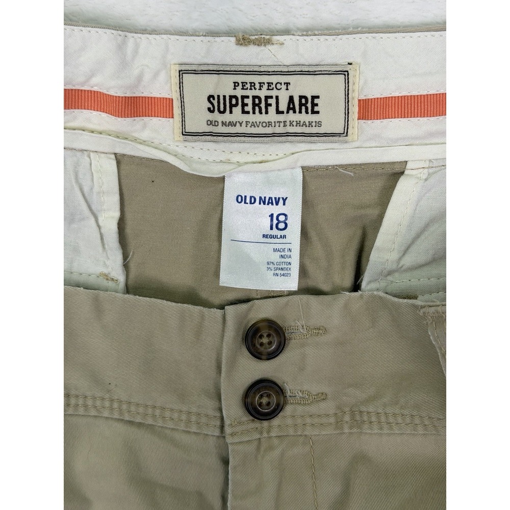 Old Navy Pants Womens 18 Plus Beige‎ Khaki Mid Rise Perfect Super Flare Stretch - Picture 7 of 8